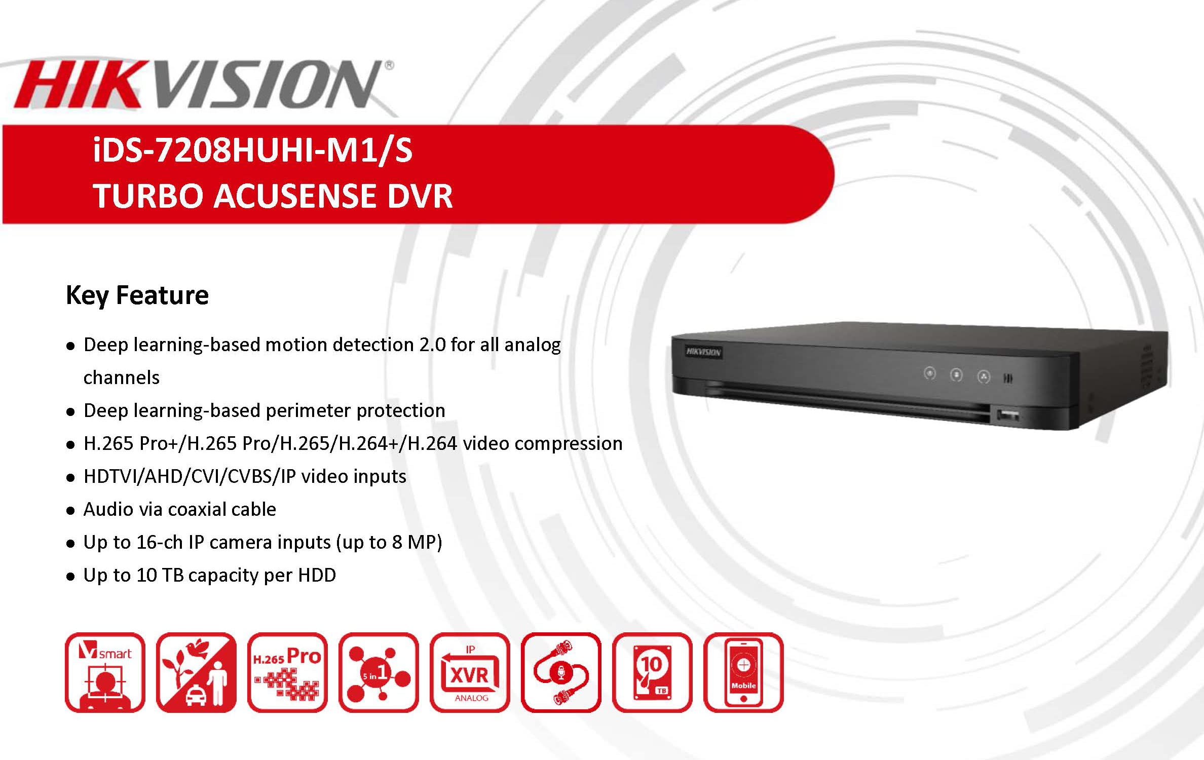 جهاز تسجيل 5MP هيك فيجن 8 مخرج